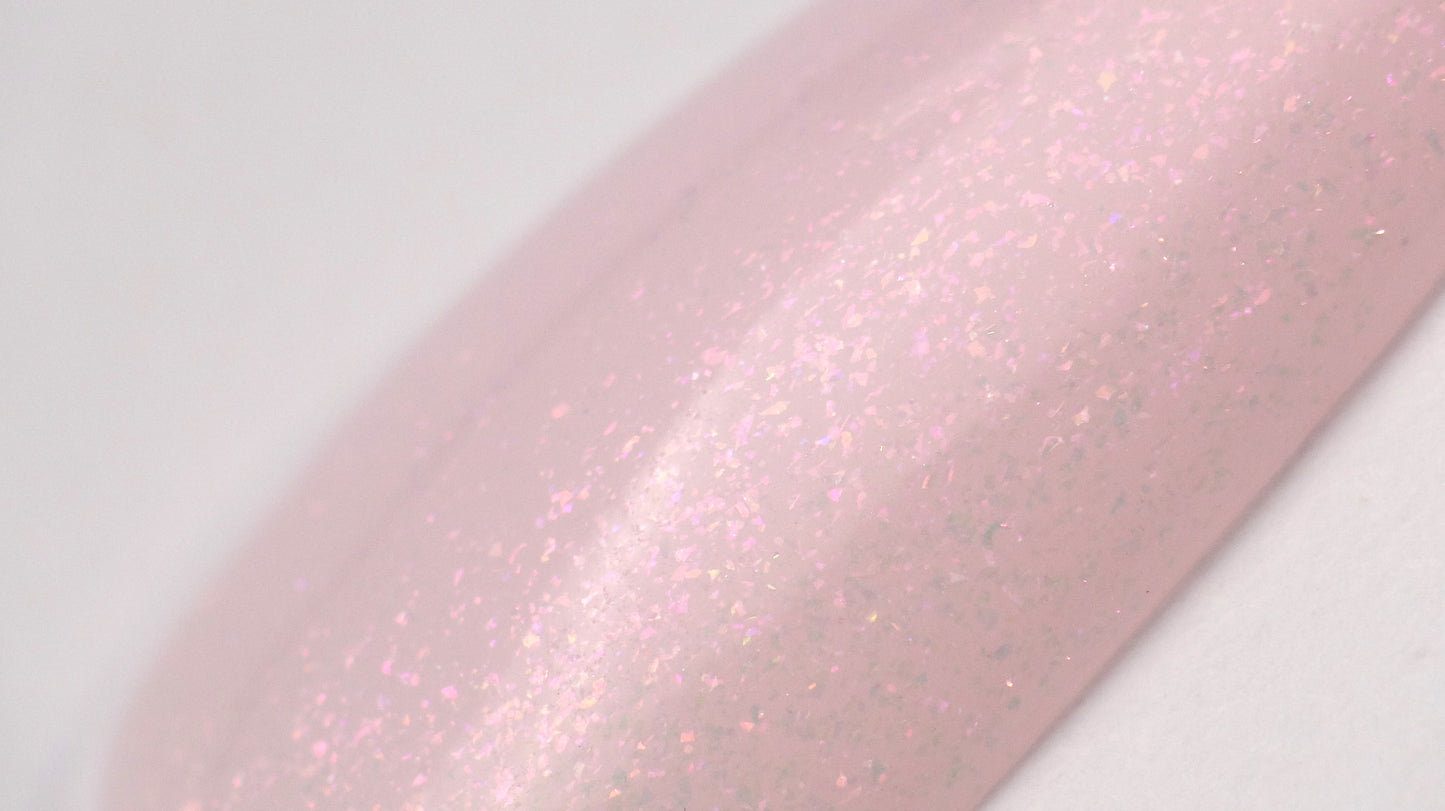 Top Coat Glitter No Wipe - Pink "Didier Lab", 10ml - fara HEMA si TPO