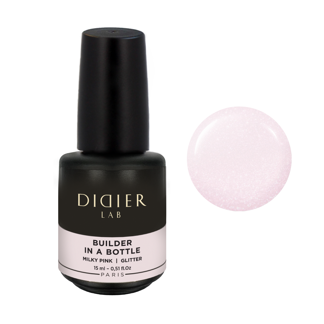 Gel Constructie in Sticla, Didier Lab, 15 ml - Milky Pink Glitter