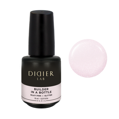 Gel Constructie in Sticla, Didier Lab, 15 ml - Milky Pink Glitter